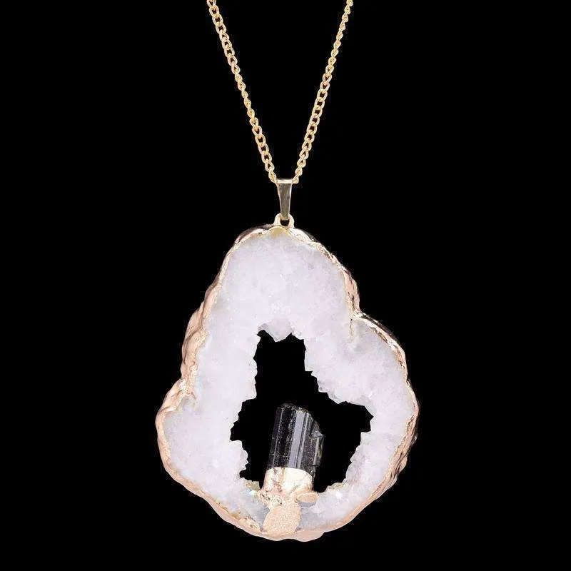 Hollow Crystal Power Druzy Necklace