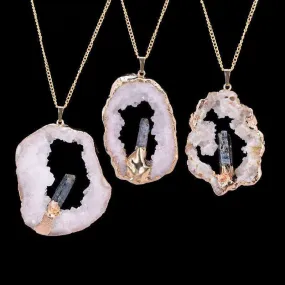 Hollow Crystal Power Druzy Necklace