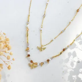 Honey Bee Gemstone Layered Necklace