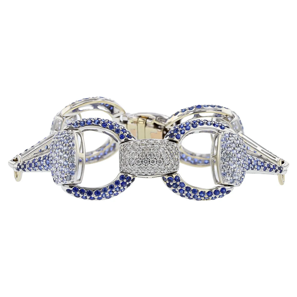 Horse Bit and Bridle Bracelet with Diamond and Sapphire