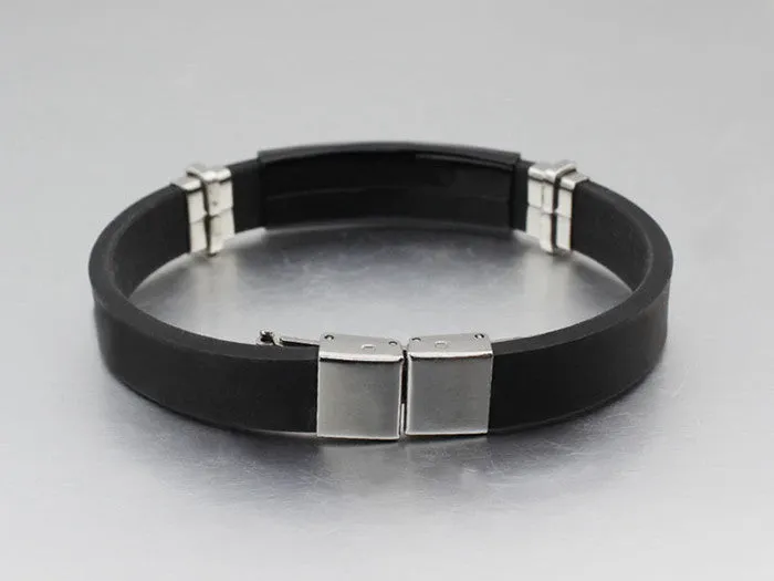 Hot Sale Titanium Steel Silicone Black Bracelet Fashion Style Great Wall Design Men Bracelet