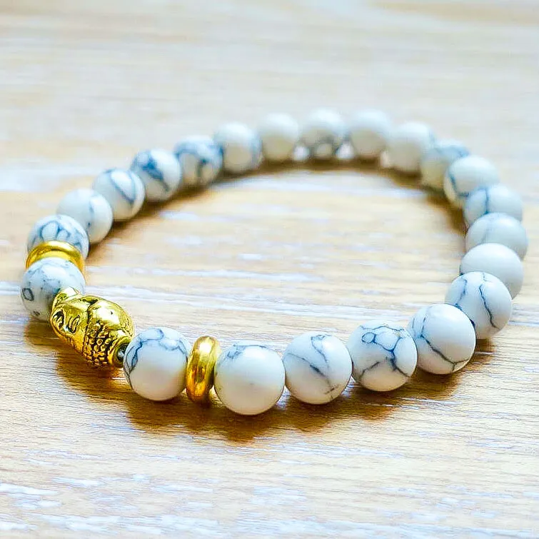 Howlite Stone Stretch Buddha Bracelet