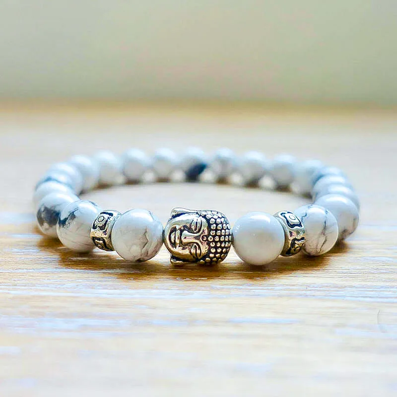 Howlite Stone Stretch Buddha Bracelet