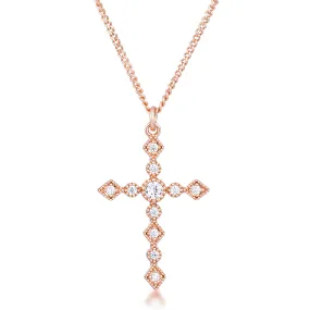 Ida Danity Art Deco CZ Rose Gold Cross Pendant