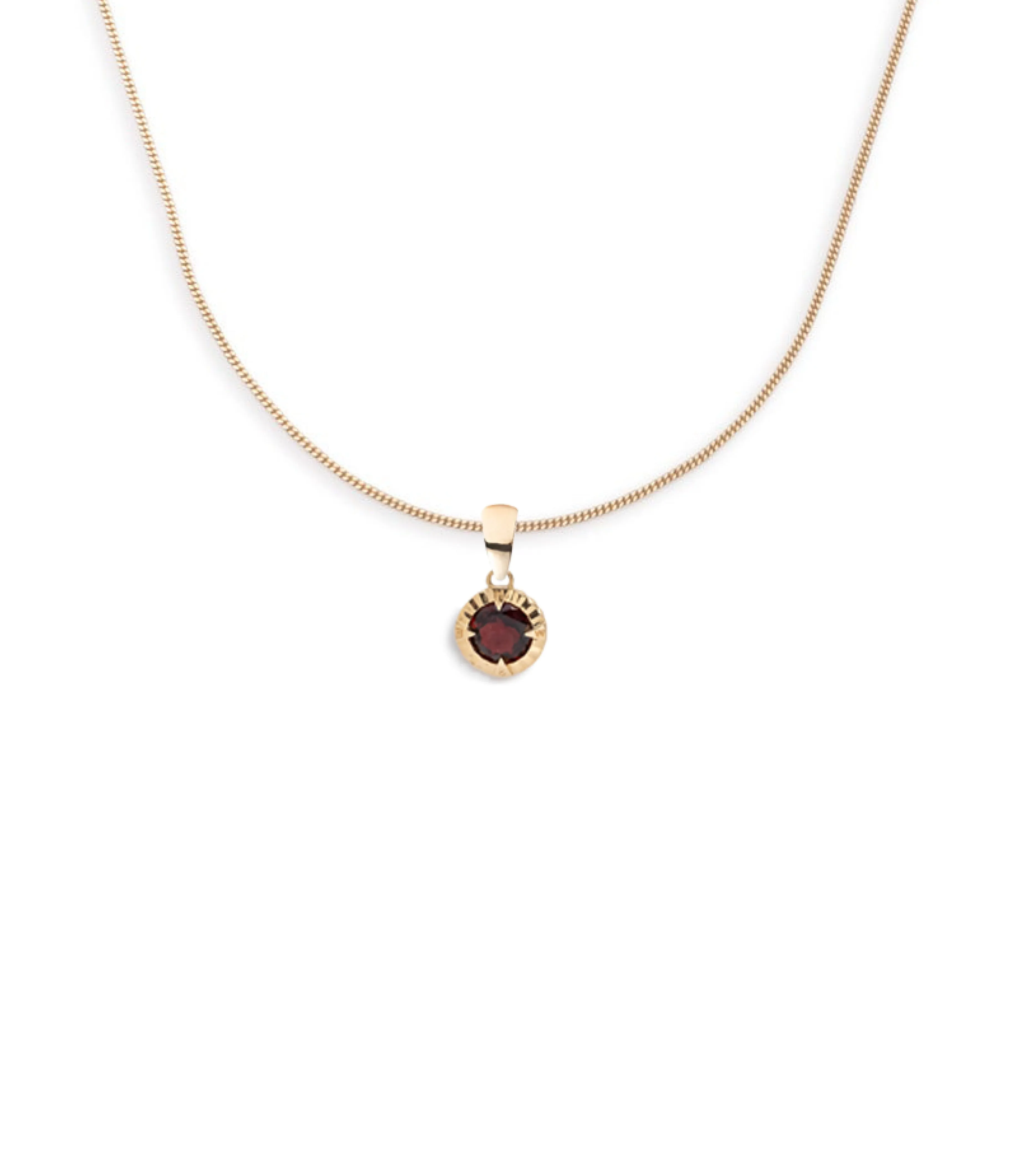 Internal Compass : Garnet Fine Diamond Cut Curb Necklace