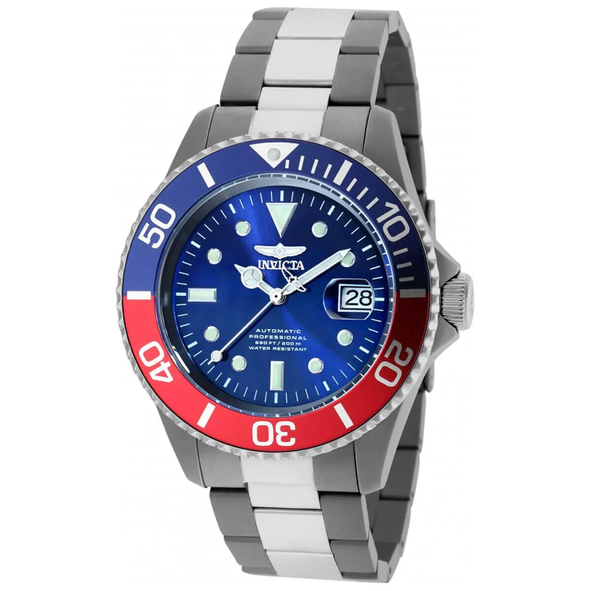 Invicta Men's Automatic Watch - Pro Diver Blue and Red Bezel Titanium Case | 36362