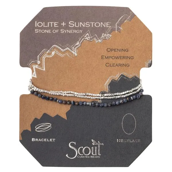 Iolite & Sunstone Silver Delicate Wrap