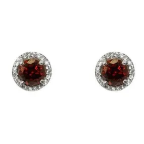 Isla Ruby Round Halo CZ Stud Earrings - 10mm | 1.2ct