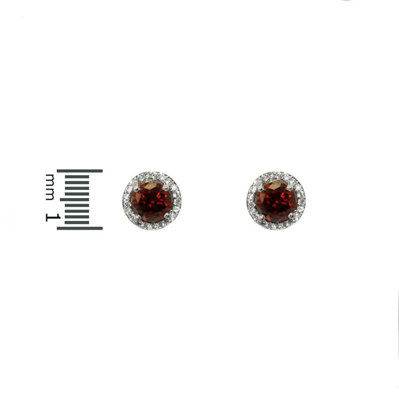 Isla Ruby Round Halo CZ Stud Earrings - 10mm | 1.2ct