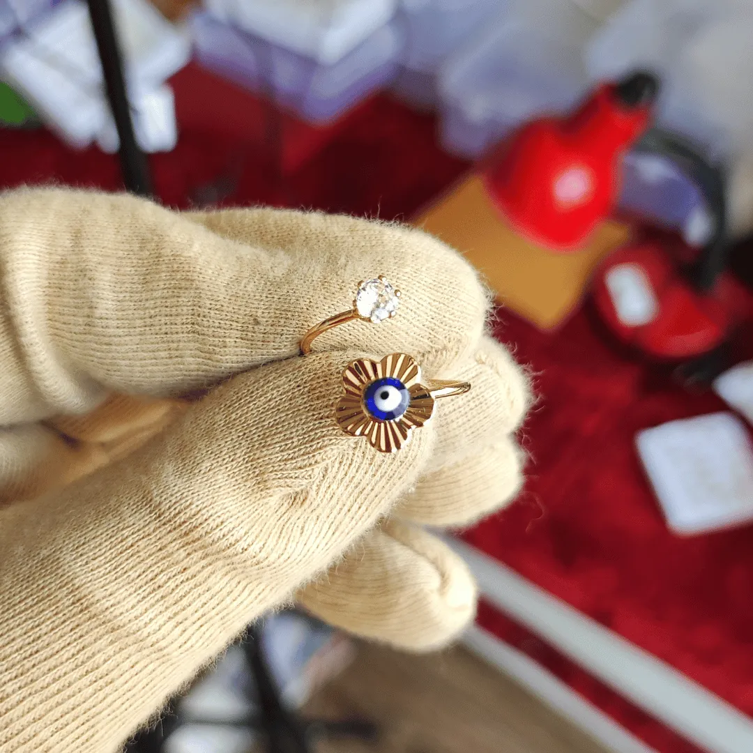 Jewelestia Gold Evil Eye Ring