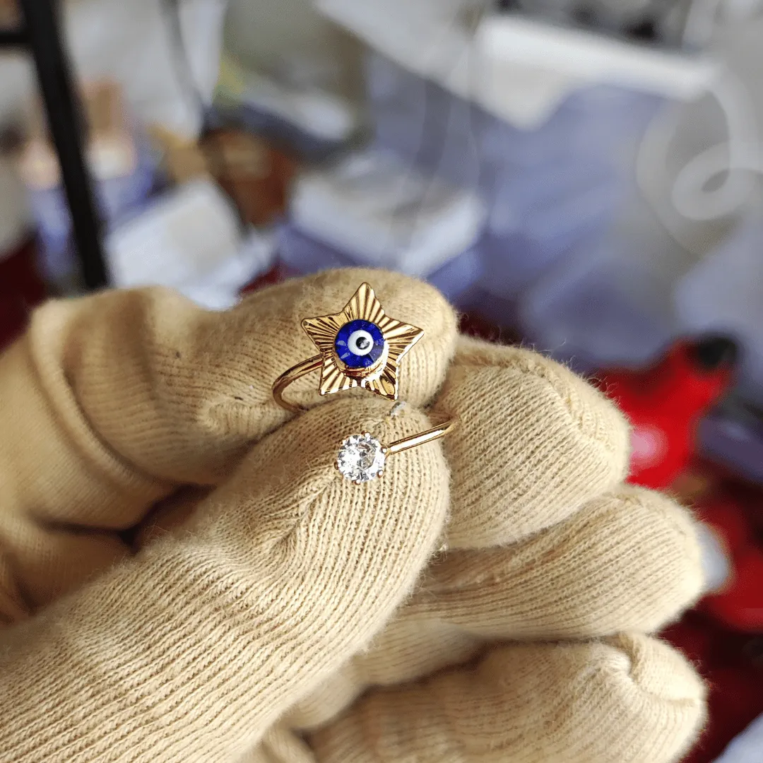 Jewelestia Gold Evil Eye Ring