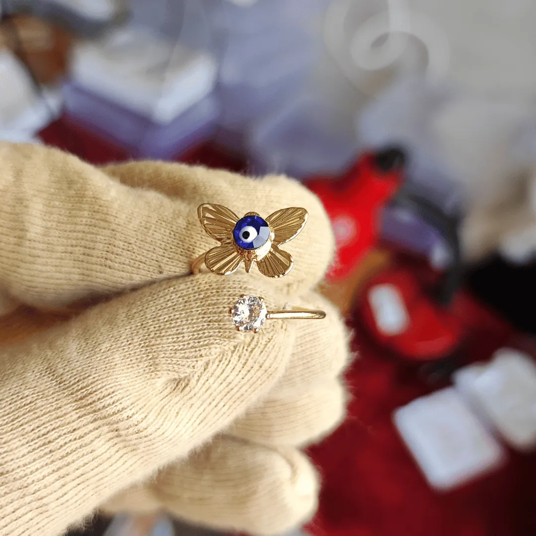 Jewelestia Gold Evil Eye Ring