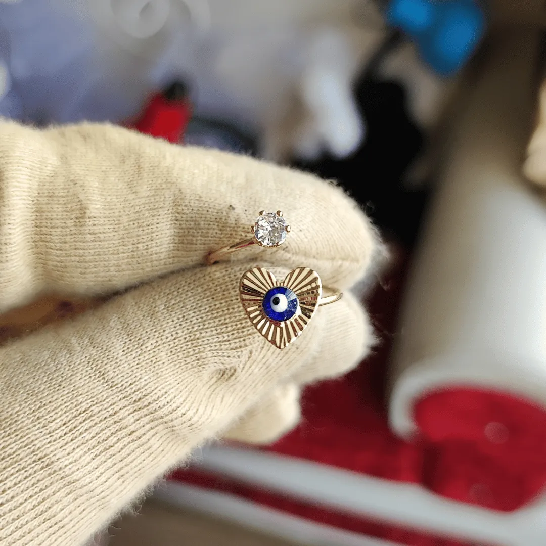 Jewelestia Gold Evil Eye Ring