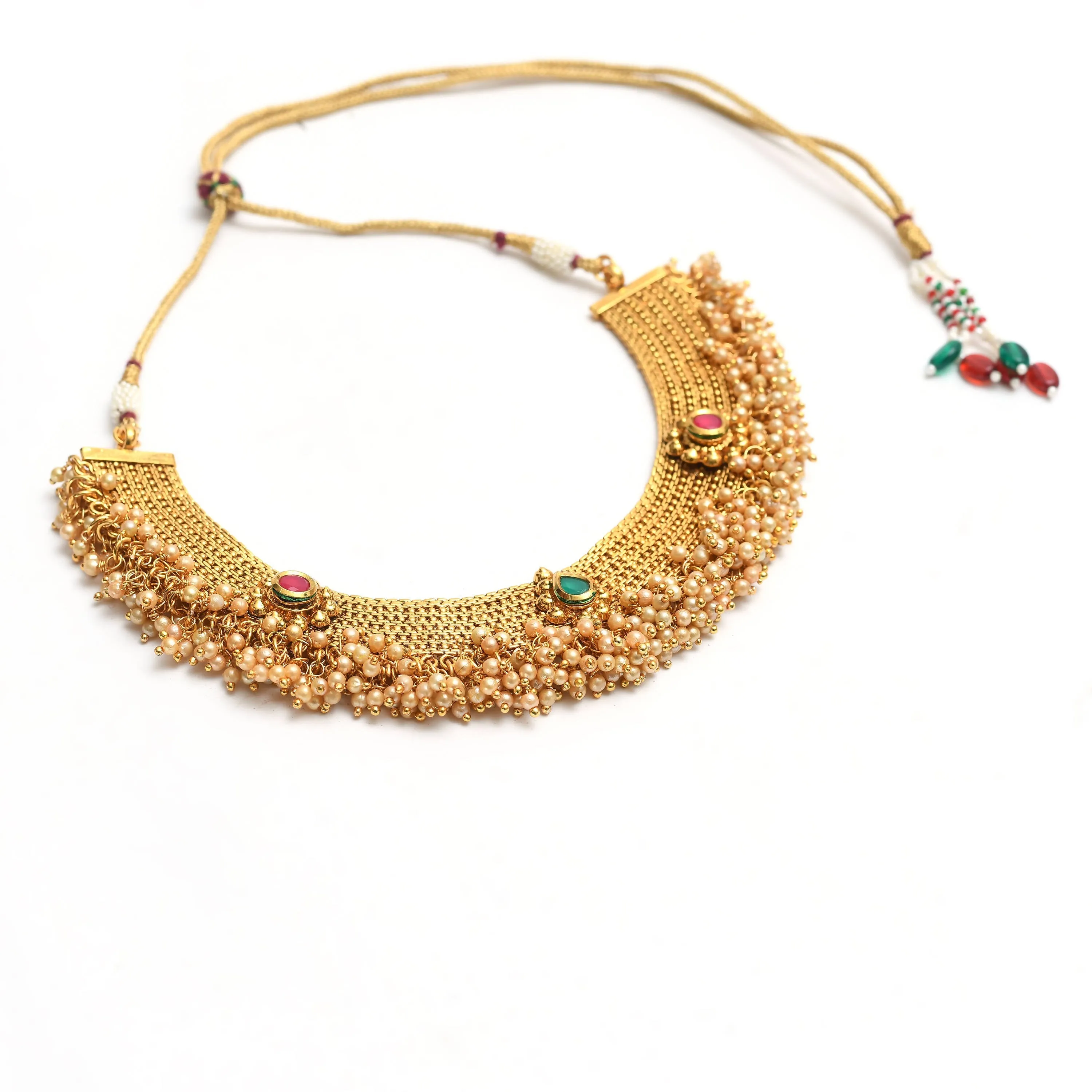 Johar Kamal Gold-Plated Designer Choker Set with Earrings Jkms_166