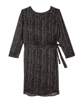 Jules 3/4 Sleeve Textures Shirt Dress | Black / White