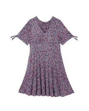 Julip Tie Sleeve Dress | Navy / Purple