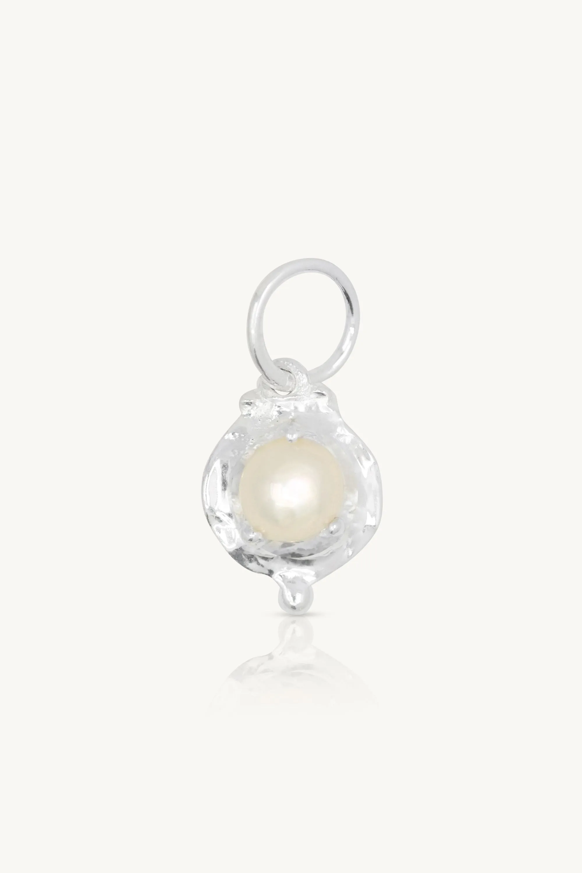 June Pearl Silver Birthstone Necklace Charm