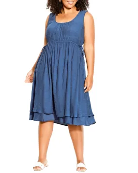 Kasey Side Tie Dress | Chambray Denim Medium