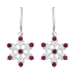 KATARINA 1 1/5 cttw Ruby "Snow Flake" Dangle Earrings