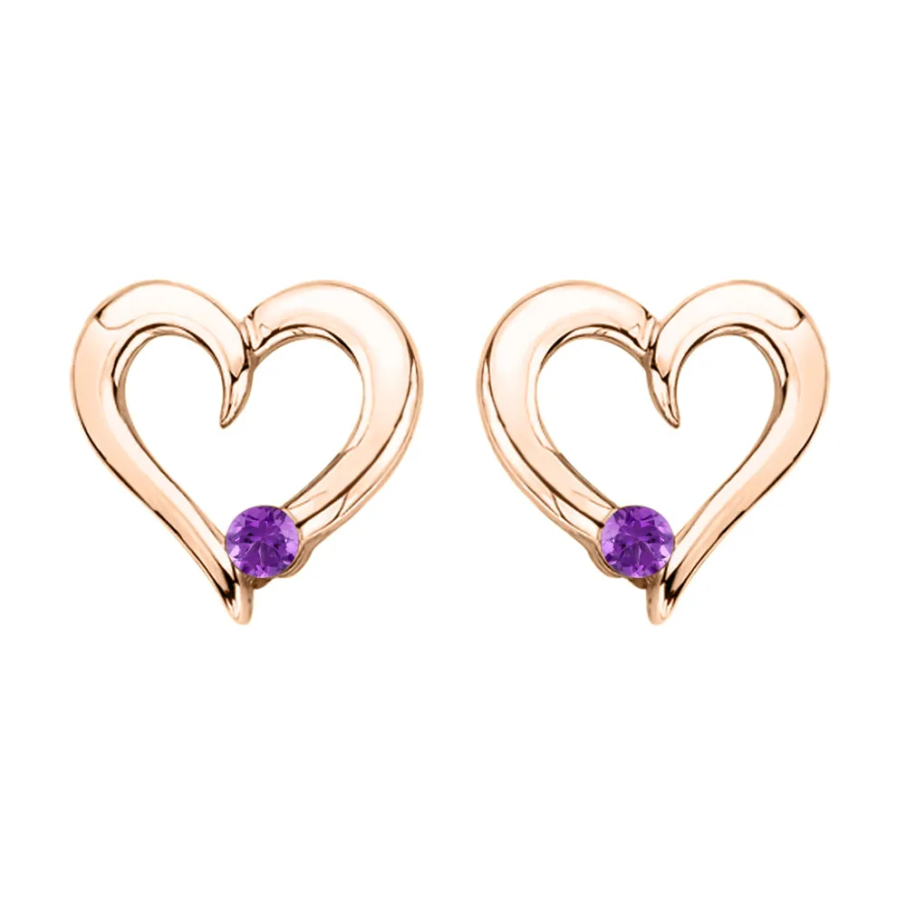 KATARINA Diamond and Gemstone Heart Earrings (1/10 cttw)