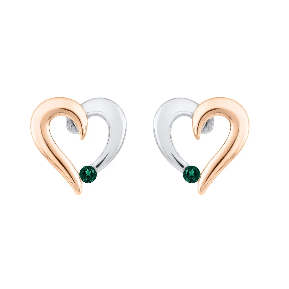 KATARINA Diamond and Gemstone Heart Earrings (1/10 cttw)