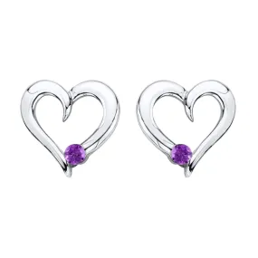 KATARINA Diamond and Gemstone Heart Earrings (1/10 cttw)