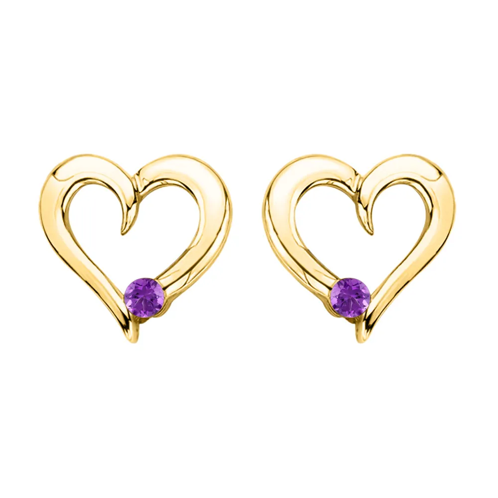 KATARINA Diamond and Gemstone Heart Earrings (1/10 cttw)