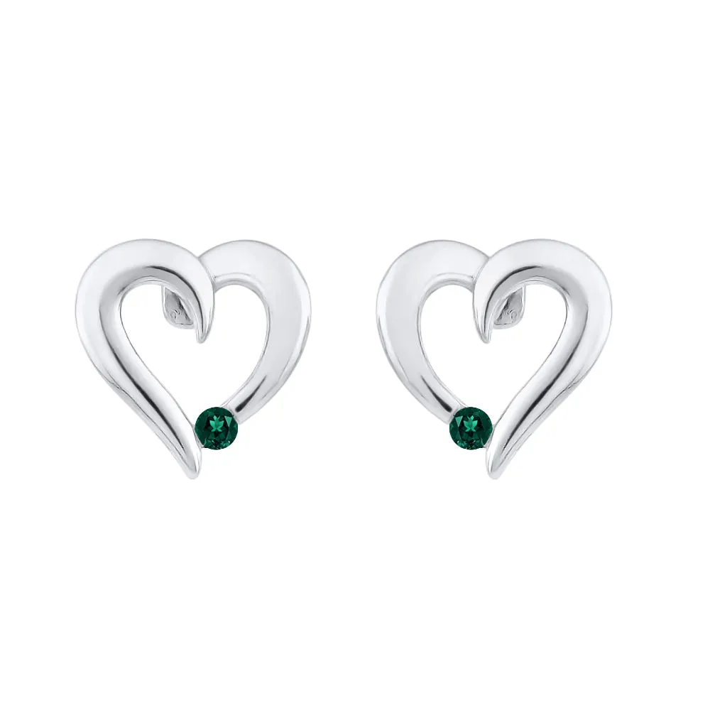 KATARINA Diamond and Gemstone Heart Earrings (1/10 cttw)