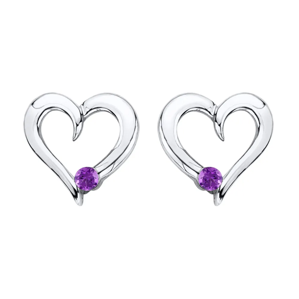 KATARINA Diamond and Gemstone Heart Earrings (1/10 cttw)