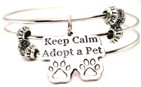 Keep Calm Adopt A Pet Triple Style Expandable Bangle Bracelet