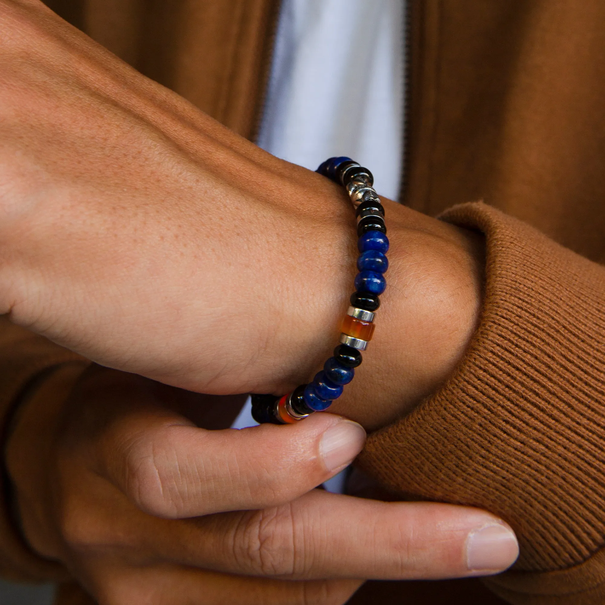 Kingfisher | Agate, Lapis Beaded Bracelet