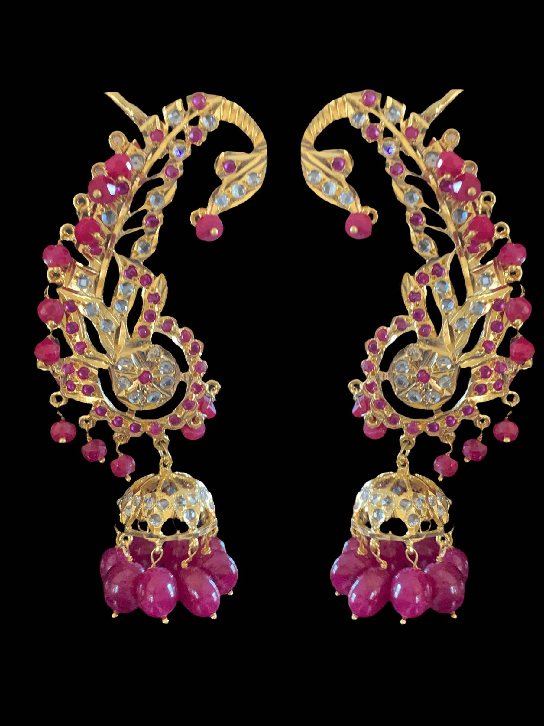 Kiran kaanphool jhumka in rubies (SHIPS IN 4 WEEKS )