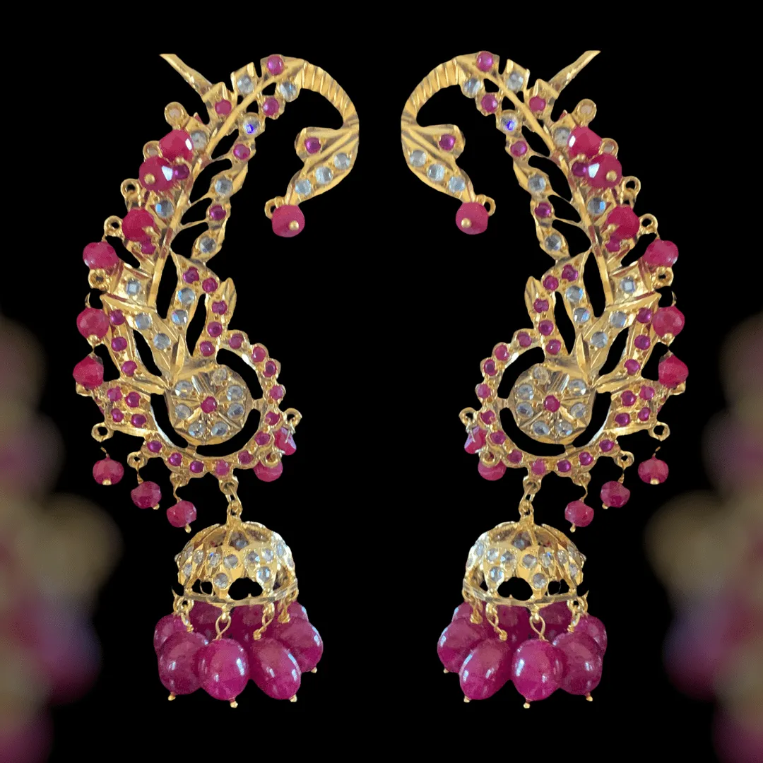 Kiran kaanphool jhumka in rubies (SHIPS IN 4 WEEKS )