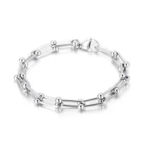 Korean Hip-Hop Titanium Steel Horseshoe Buckle Bracelet for Trendy Men and Women