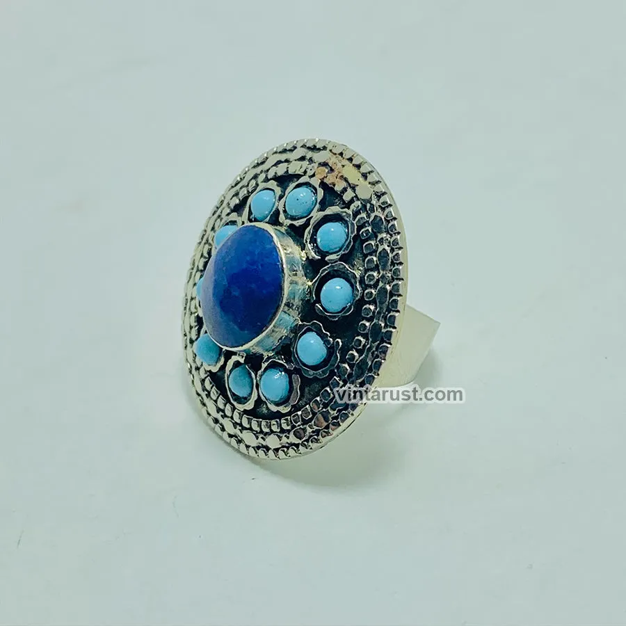 Kuchi Tribal Nomad Ring with Lapis Lazuli