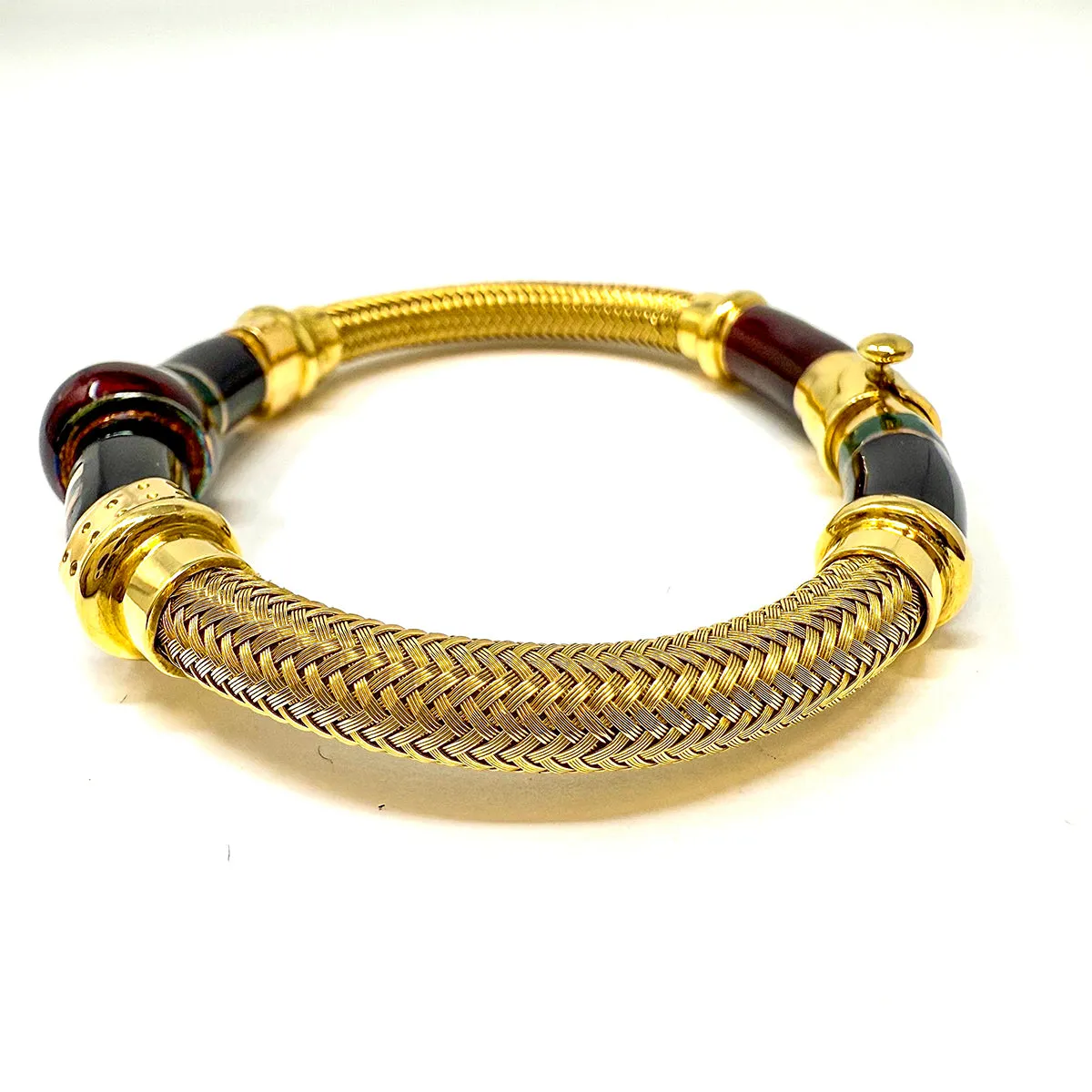 La Nouvelle Bague 18K Gold Enamel Bangle Bracelet