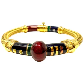 La Nouvelle Bague 18K Gold Enamel Bangle Bracelet