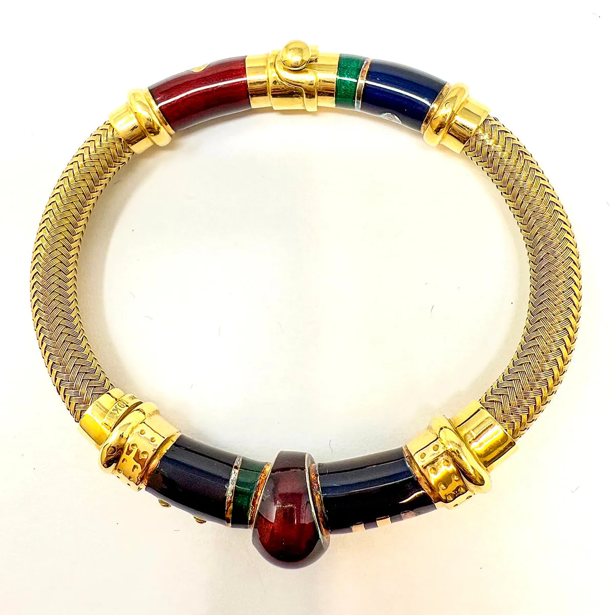 La Nouvelle Bague 18K Gold Enamel Bangle Bracelet