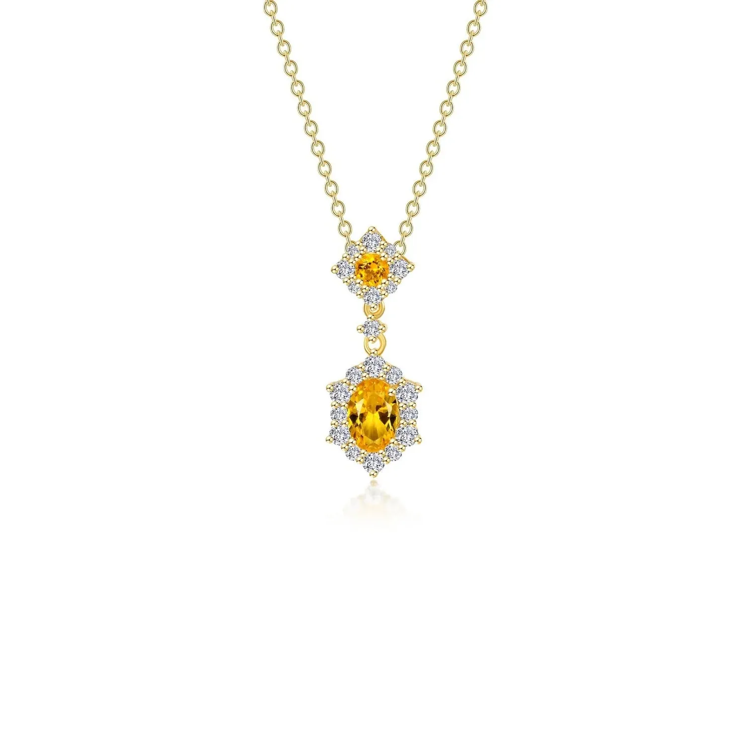 Lafonn Simulated Diamond & Citrine Oval Halo Necklace N0322CTG20