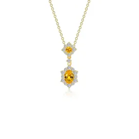 Lafonn Simulated Diamond & Citrine Oval Halo Necklace N0322CTG20