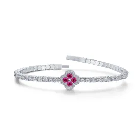 Lafonn Simulated Diamond & Ruby Clover Flexible Tennis Bracelet B0199CRP68