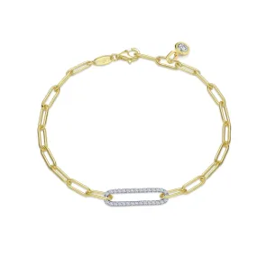 Lafonn Simulated Diamond Two-Tone Paperclip Bracelet B0165CLT75