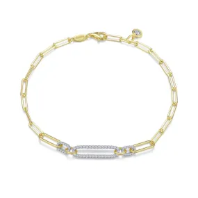 Lafonn Simulated Diamond Two-Tone Paperclip Bracelet B0169CLT75