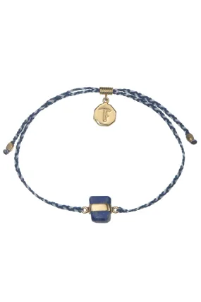 Lapis Lazuli Crystal Bracelet | Blue and White - Gold