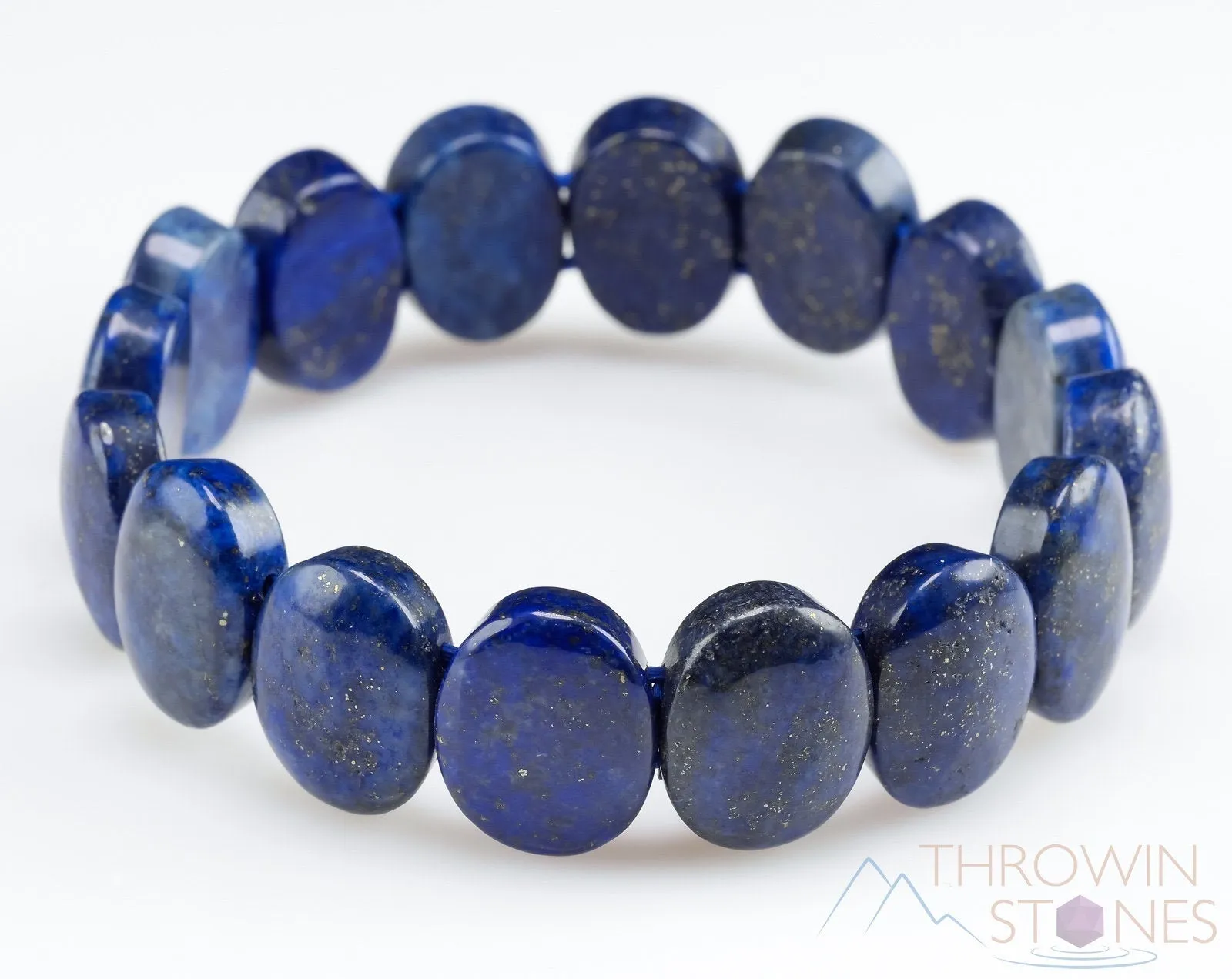 LAPIS LAZULI Crystal Bracelet - Cuff Bracelet, Oval Beads - Beaded Bracelet, Handmade Jewelry, Healing Crystal Bracelet, E0933