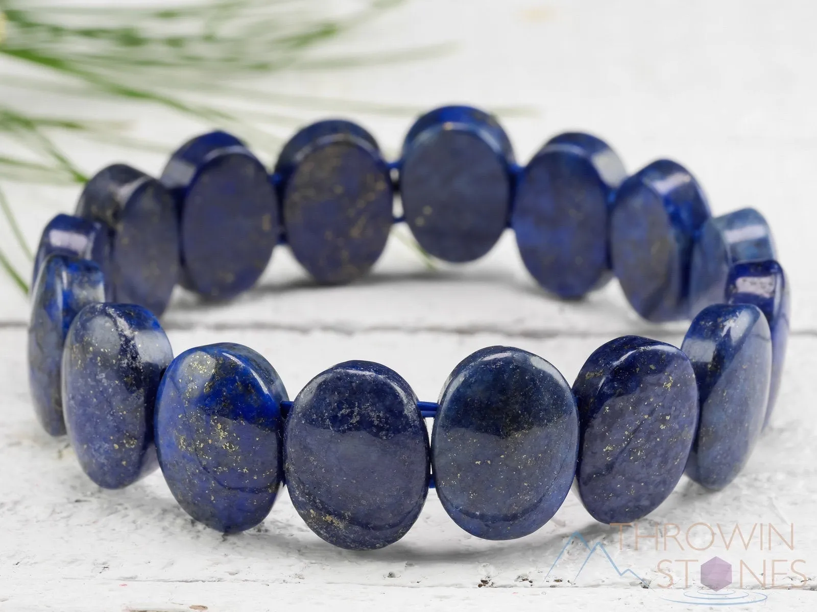 LAPIS LAZULI Crystal Bracelet - Cuff Bracelet, Oval Beads - Beaded Bracelet, Handmade Jewelry, Healing Crystal Bracelet, E0933