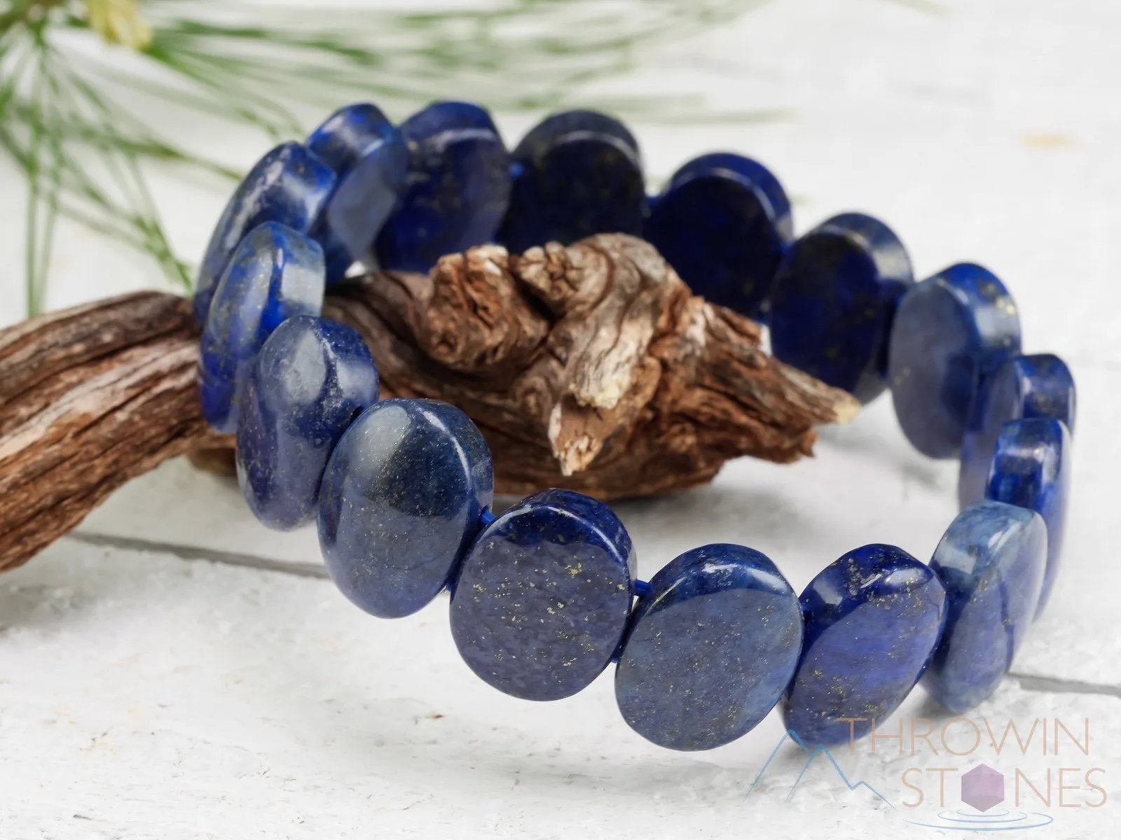 LAPIS LAZULI Crystal Bracelet - Cuff Bracelet, Oval Beads - Beaded Bracelet, Handmade Jewelry, Healing Crystal Bracelet, E0933