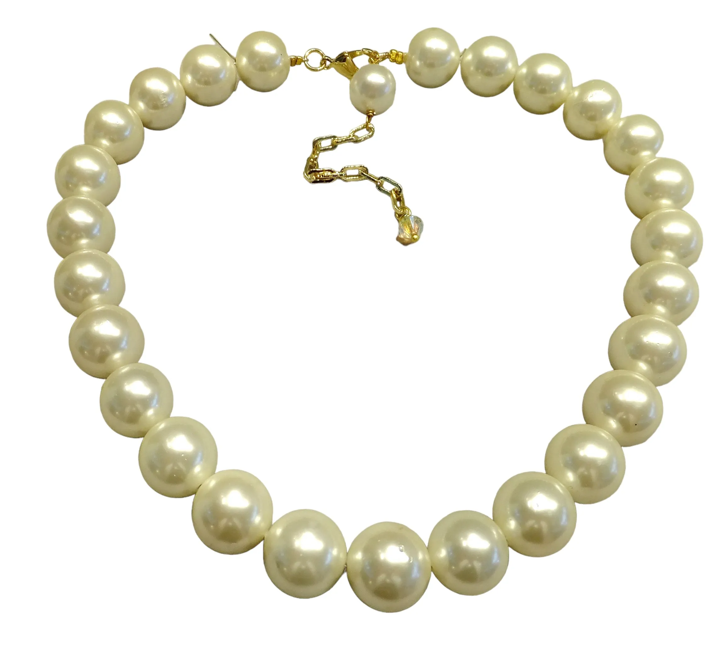 Large 14 Mm Cream Mother Of Pearl Necklace