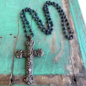 Large Floral Cross Necklace