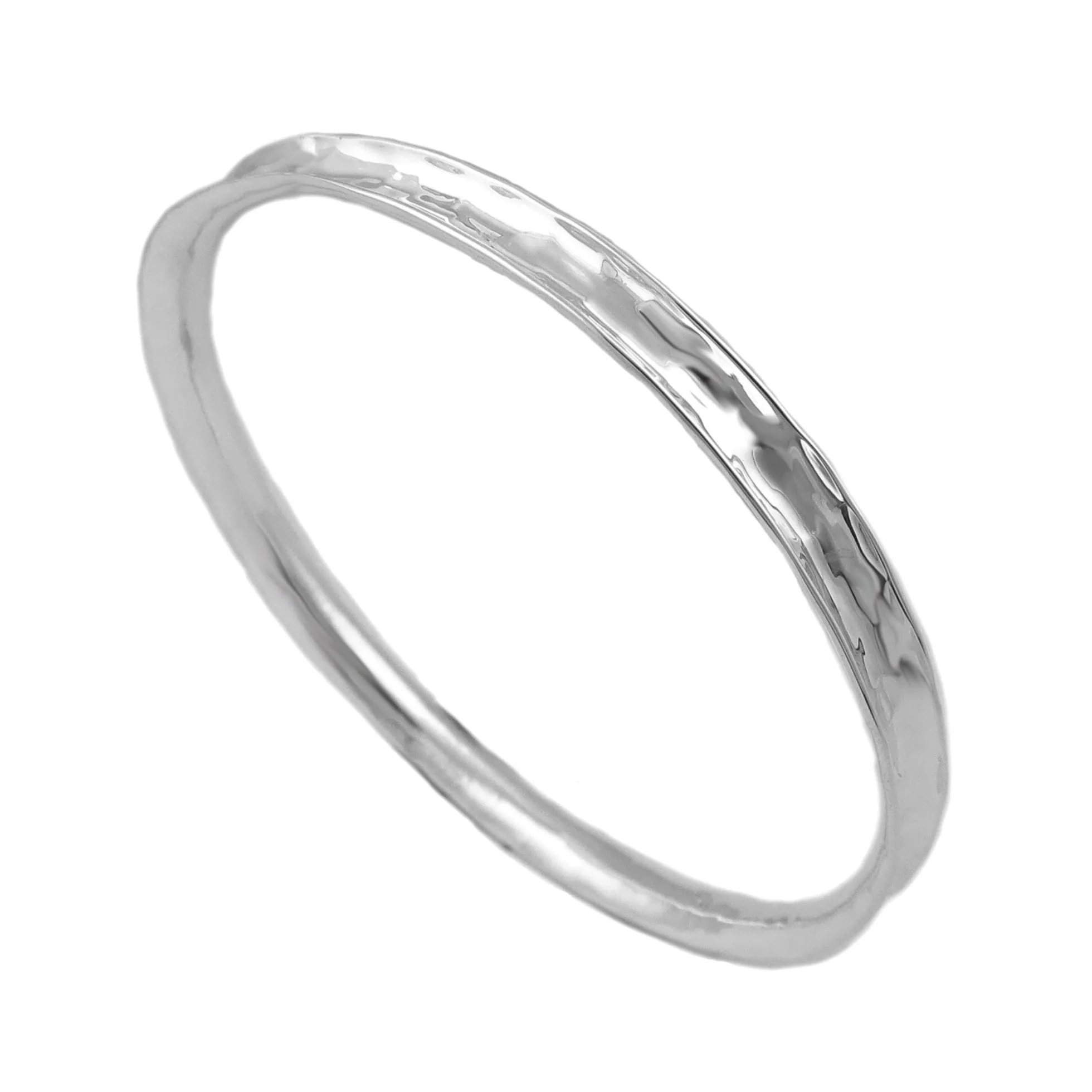 Large Hammered Sterling Silver Bangle